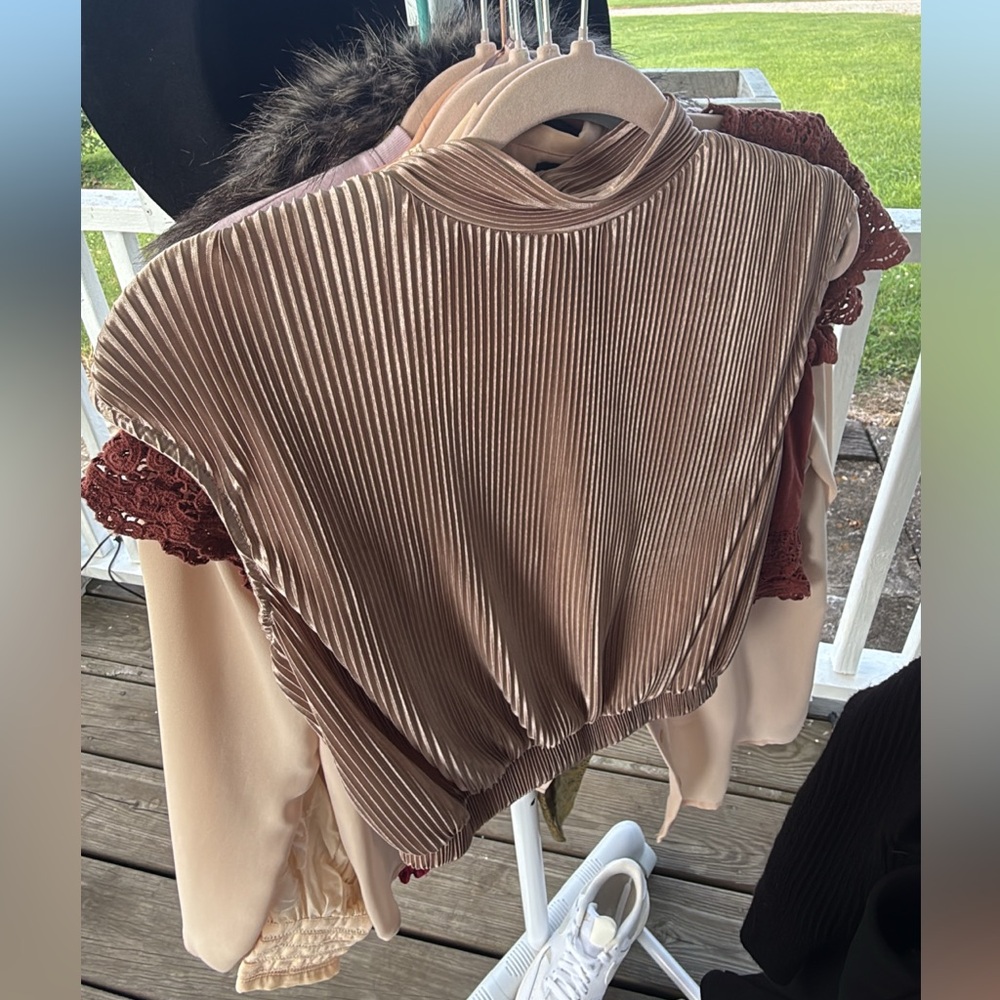 Golden Pink Pleated Top